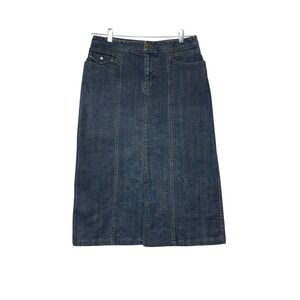 Eddie Bauer Dark Blue Denim Midi Skirt